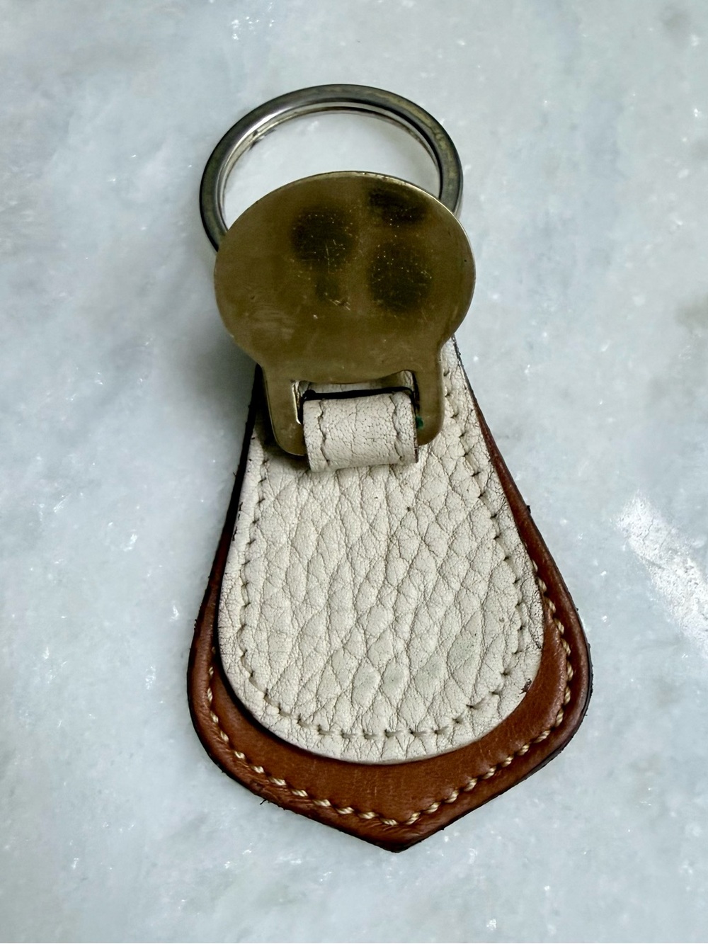 Dooney and Bourke Vintage All Weather Leather Keychain Duck Logo Brass Charm - Picture 5 of 7